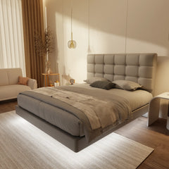 Mancine Genuine Leather Floating Bed Frame (With LED) XYXBED