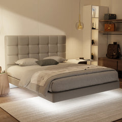 Mancine Genuine Leather Floating Bed Frame (With LED) XYXBED