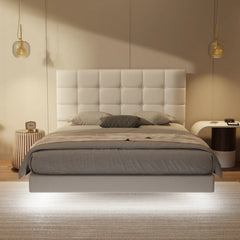Mancine Genuine Leather Floating Bed Frame (With LED) XYXBED