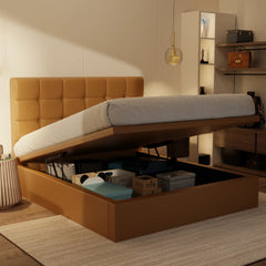Mancine Genuine Leather Storage Bed (Gas Lift) XYXBED