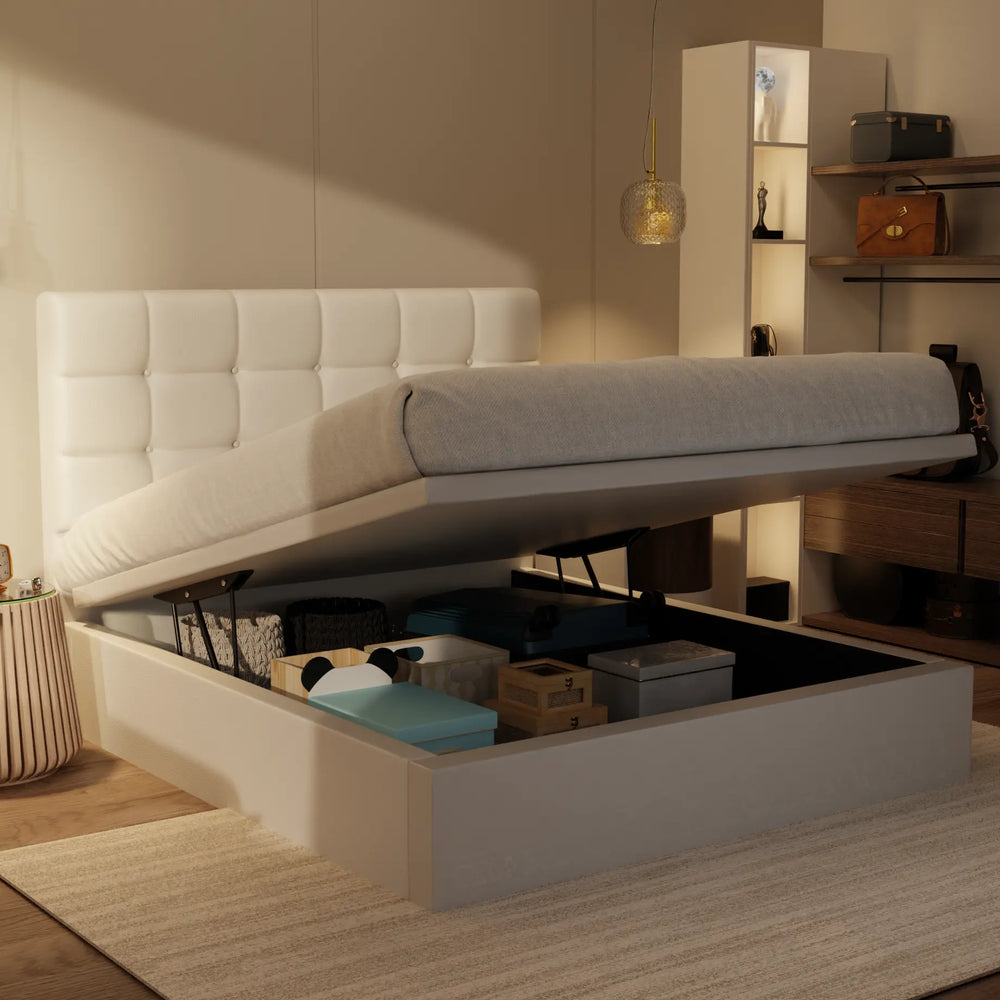 Mancine Genuine Leather Storage Bed (Gas Lift) XYXBED