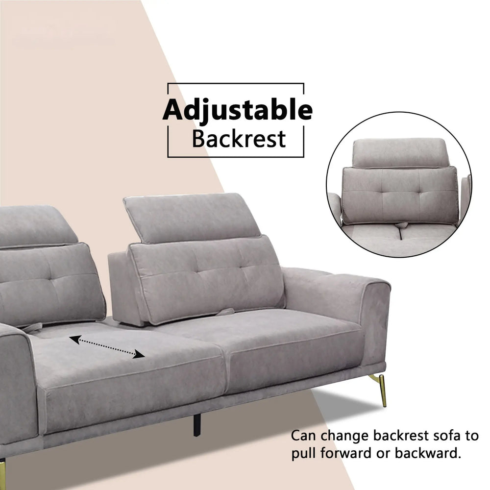 Ceyra Fabric Adjustable Headrest Sofa (Pet Friendly & Easy Clean) - Esteller