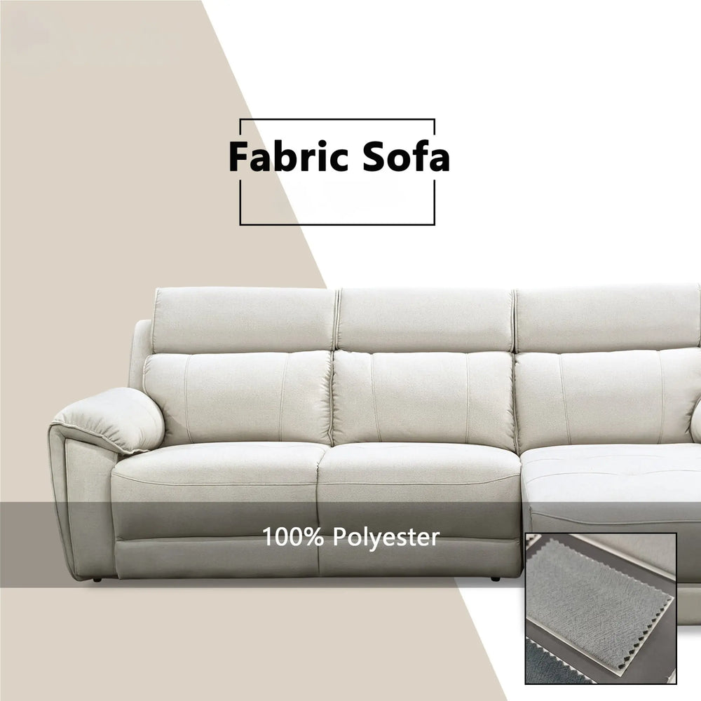 Enricus Fabric Adjustable Headrest L-Shaped Sofa (Pet Friendly & Easy Clean) - Esteller