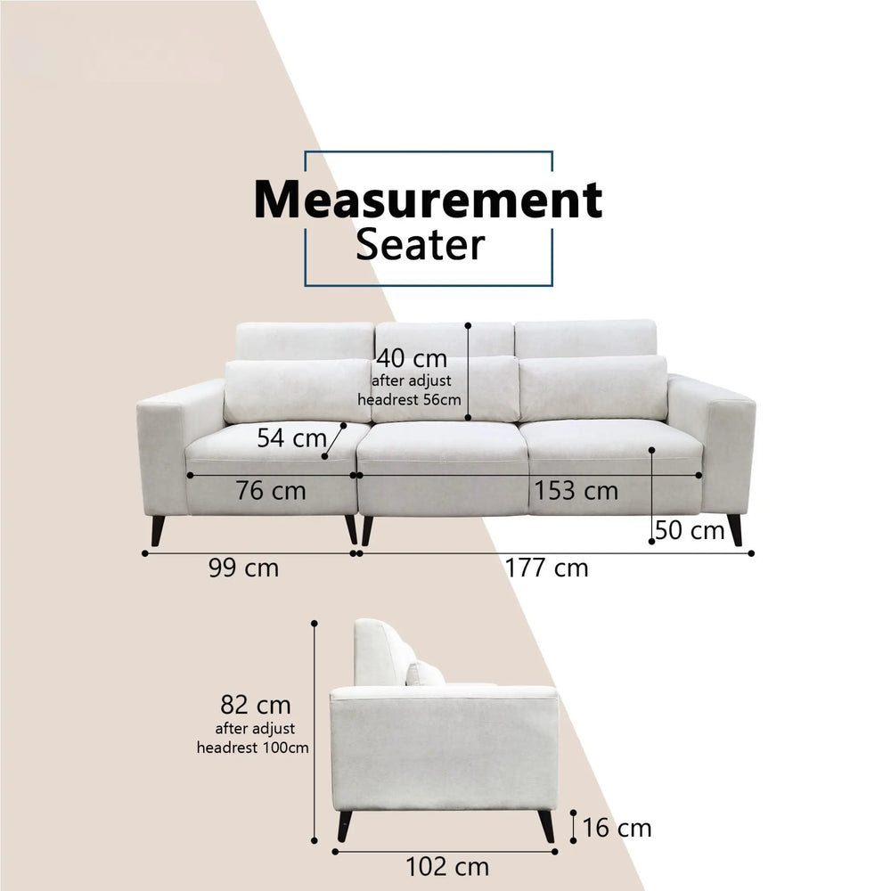 Shoalis Fabric Adjustable Backrest Sofa (Pet Friendly & Easy Clean) - Esteller