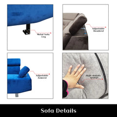 Gavros Fabric Headrest & Armrest L-Shaped Sofa (Pet Friendly & Easy Clean) - Esteller