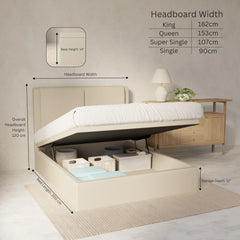 Vance Genuine Leather Storage Bed (Gas Lift) SSE