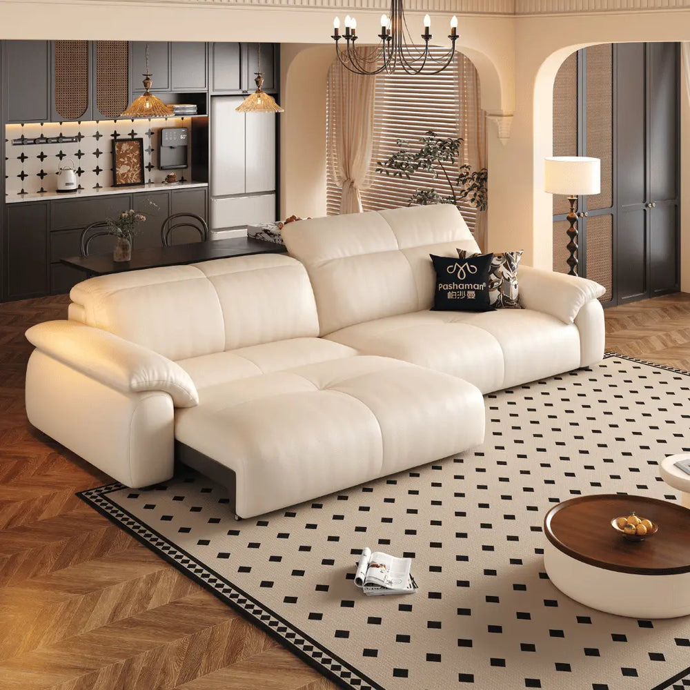 Wriggs Leather Electric Sofa Bed (Water Repellent & App + Remote Control) - Esteller