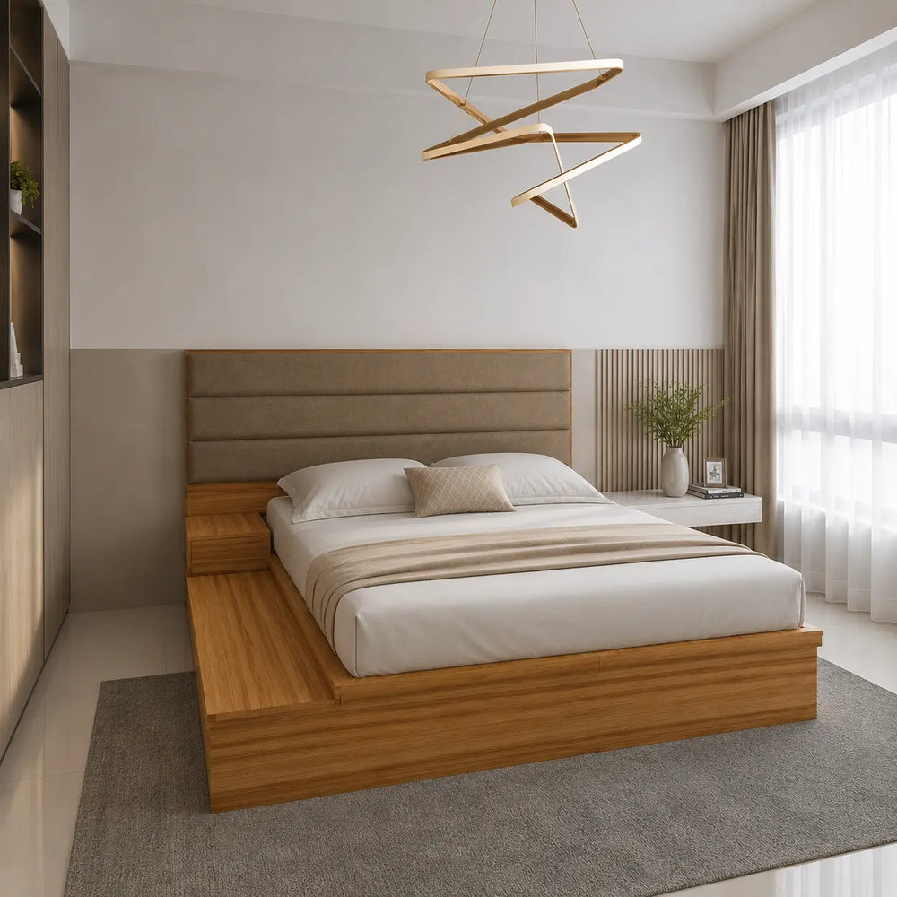 Vintora Wooden Platform Storage Bed Frame ZF