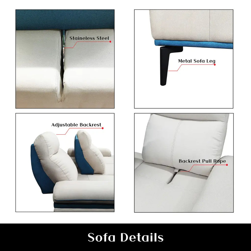 Orrian Fabric Adjustable Backrest L-Shaped Sofa (Pet Friendly & Easy Clean) - Esteller