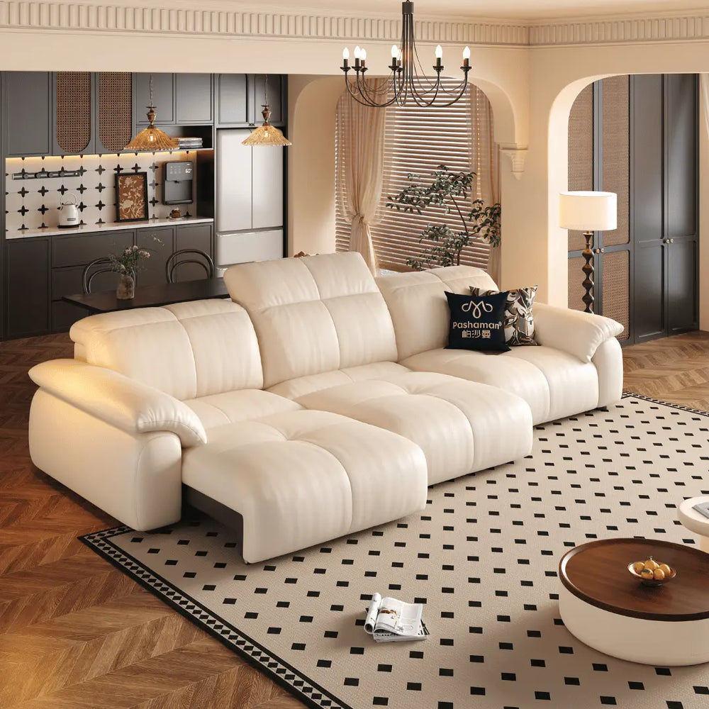 Wriggs Leather Electric Sofa Bed (Water Repellent & App + Remote Control) - Esteller