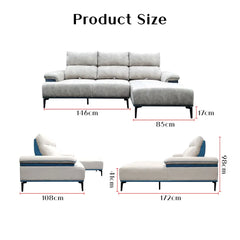 Orrian Fabric Adjustable Backrest L-Shaped Sofa (Pet Friendly & Easy Clean) - Esteller