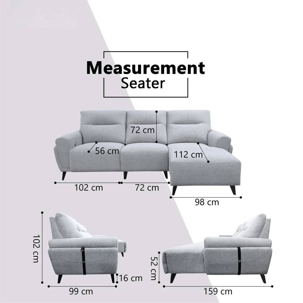 Xyrel Fabric Recliner L-Shaped Sofa (Pet Friendly & Easy Clean) - Esteller