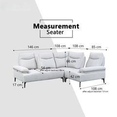 Felize Fabric Adjustable Backrest Corner Sofa (Pet Friendly & Easy Clean) KH