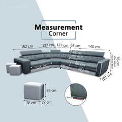 Orlyn Fabric Corner Adjustable Headrest Sofa (Sectional) (Pet Friendly & Easy Clean) - Esteller