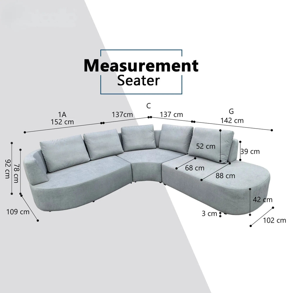 Oryx Fabric Corner Sofa (Sectional) (Pet Friendly & Easy Clean) - Esteller