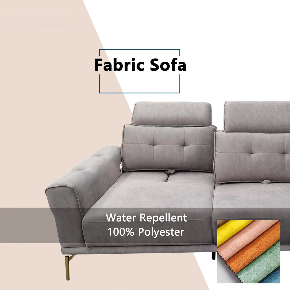 Ceyra Fabric Adjustable Headrest Sofa (Pet Friendly & Easy Clean) - Esteller