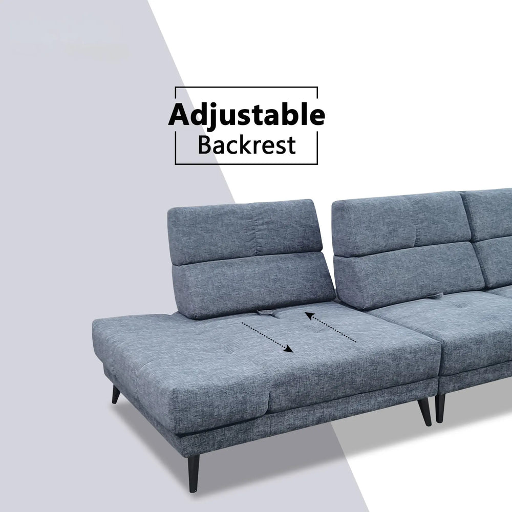 Norrel Fabric Adjustable Backrest & Armrest Corner Sofa (Sectional) (Pet Friendly & Easy Clean) - Esteller
