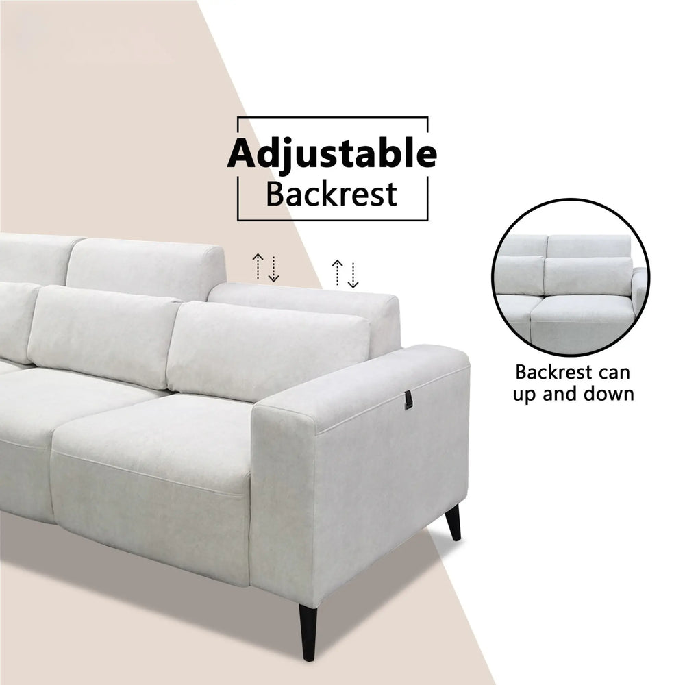Shoalis Fabric Adjustable Backrest Sofa (Pet Friendly & Easy Clean) - Esteller