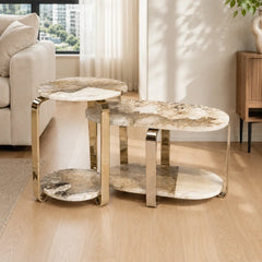 Orvenza Luxury Stone Nesting Side Tables
