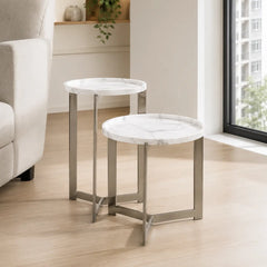 Caelvienne Luxury Stone Nesting Side Tables