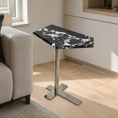 Varello Geometric Luxury Stone Side Table