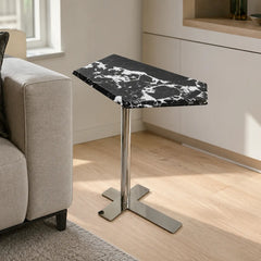 Varello Geometric Luxury Stone Side Table