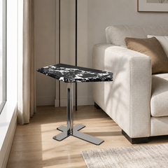 Varello Geometric Luxury Stone Side Table