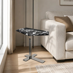 Varello Geometric Luxury Stone Side Table