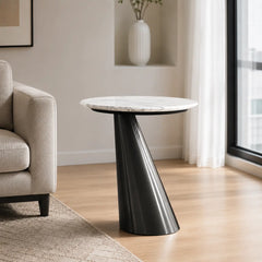 Orvello Luxury Stone Round Side Table