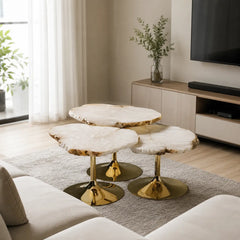 Veltrisse Luxury Stone Organic Nesting Side Table Set