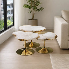 Veltrisse Luxury Stone Organic Nesting Side Table Set