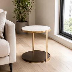 Caldrisse Luxury Stone Round Side Table