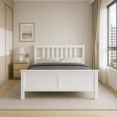Clarivo White Wooden Bed Frame (Queen)