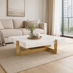Liquefy Luxury Stone Square Coffee Table