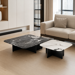 Oscar Luxury Stone Square Coffee Table Set
