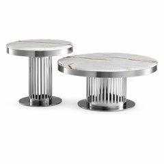 Auremont Silver Luxury Stone Coffee Table Set