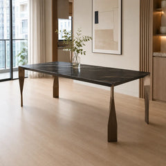 Diamora Lauren Black Gold Luxury Stone Dining Table