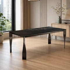 Diamora Lauren Black Gold Luxury Stone Dining Table