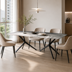 Hargrove Oreo Grey Luxury Stone Dining Table