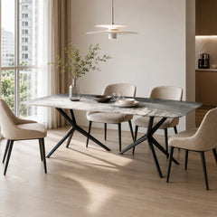Hargrove Oreo Grey Luxury Stone Dining Table