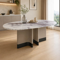 Adonelle Lilac White Luxury Stone Dining Table