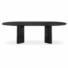 Noirelle Black & White Roots Oval Luxury Stone Dining Table
