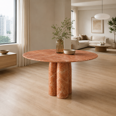 Rosavelle Red Cave Stone Round Dining Table