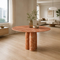 Rosavelle Red Cave Stone Round Dining Table