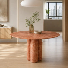 Rosavelle Red Cave Stone Round Dining Table