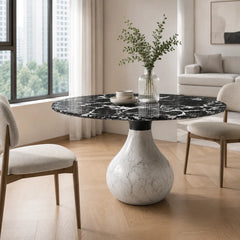 Rochevella Black Marble Round Dining Table