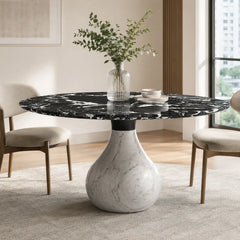 Rochevella Black Marble Round Dining Table