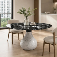 Rochevella Black Marble Round Dining Table