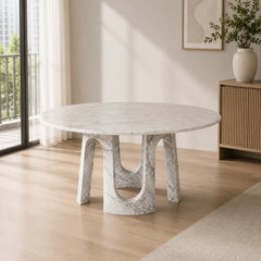 Archevella Arabescato Round Luxury Stone Dining Table