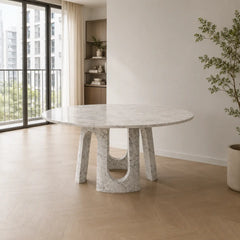 Archevella Arabescato Round Luxury Stone Dining Table